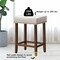 24 Inch Set of 2 Backless Curved Saddle Seat Bar Stools with Nail head Design Ideal for Indoor Seating